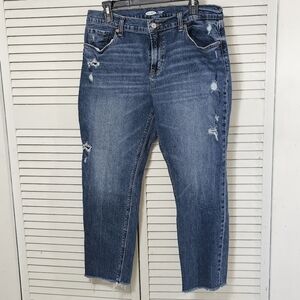 Women's Size 12 Old Navy Skinny Boyfriend Mid Rise Blue Distressed Women's Jeans